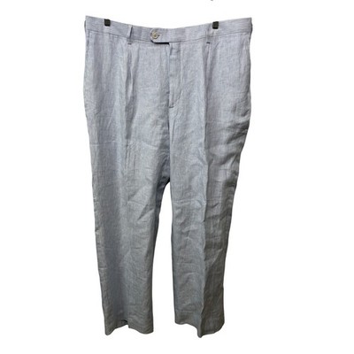 New Banana Republic Blue White Striped Linen Pleated Trousers 38 Beach Coastal