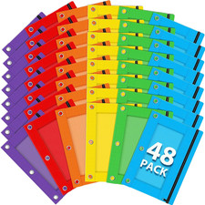Pencil Pouch for 3 Ring Binder, 48 Pack Bulk Zipper Pencil Cases with Clear Wind