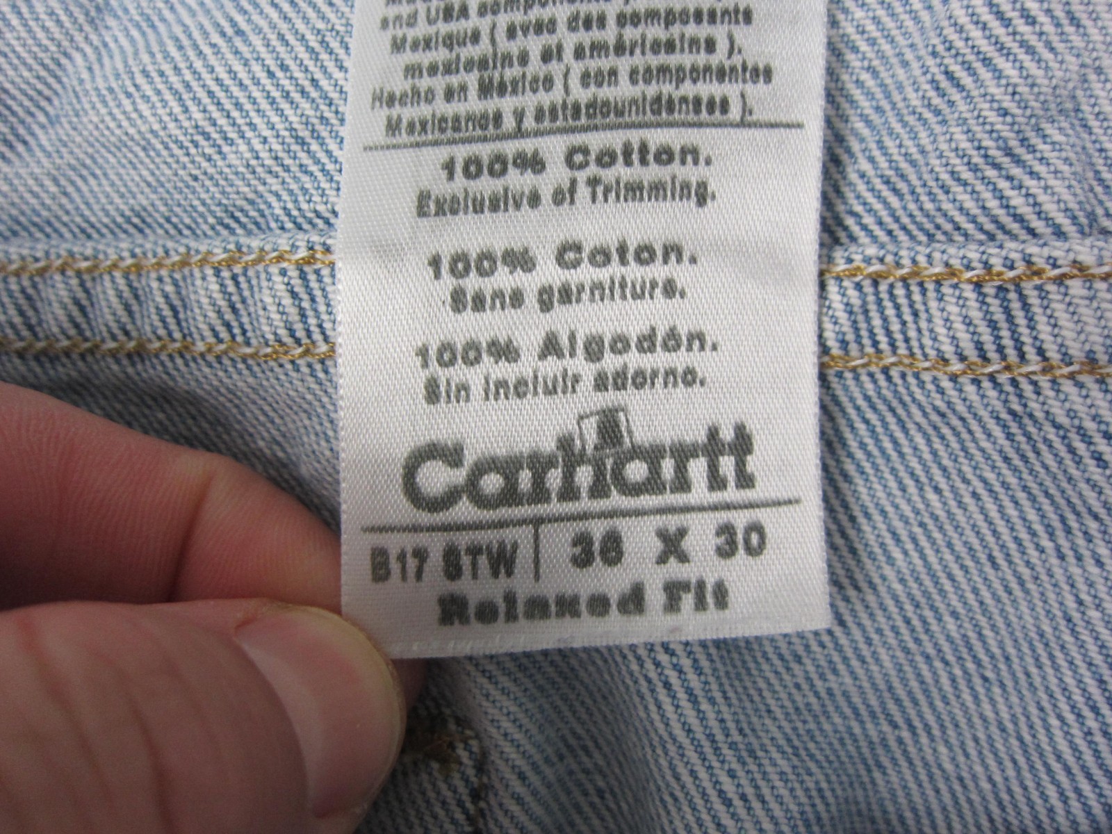 Vintage Carhartt Jeans Adult W 36 L 30 Blue Straight Relaxed Fit Denim Mens 90s thumbnail 12