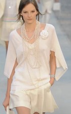 CHANEL 2012 Resort Runway Ivory 100% Cashmere Knit Tunic Sweater Dress Top 38 M