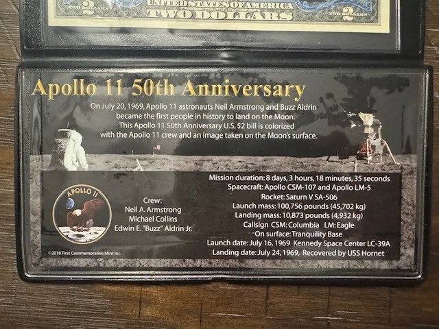 Apollo 11 50th Anniversary $2 Dollar Bill in Folder - Image 3 of 4