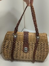 Vintage Wicker Bag With Leather Straps