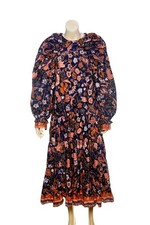 Ulla Johnson Samar Midi Dress in Midnight Floral S 4 Women's Raglan Sleeve 46143