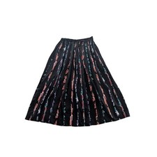 California Krush Women's M Midi Skirt Black Vintage Abstract Artsy Print Flowy