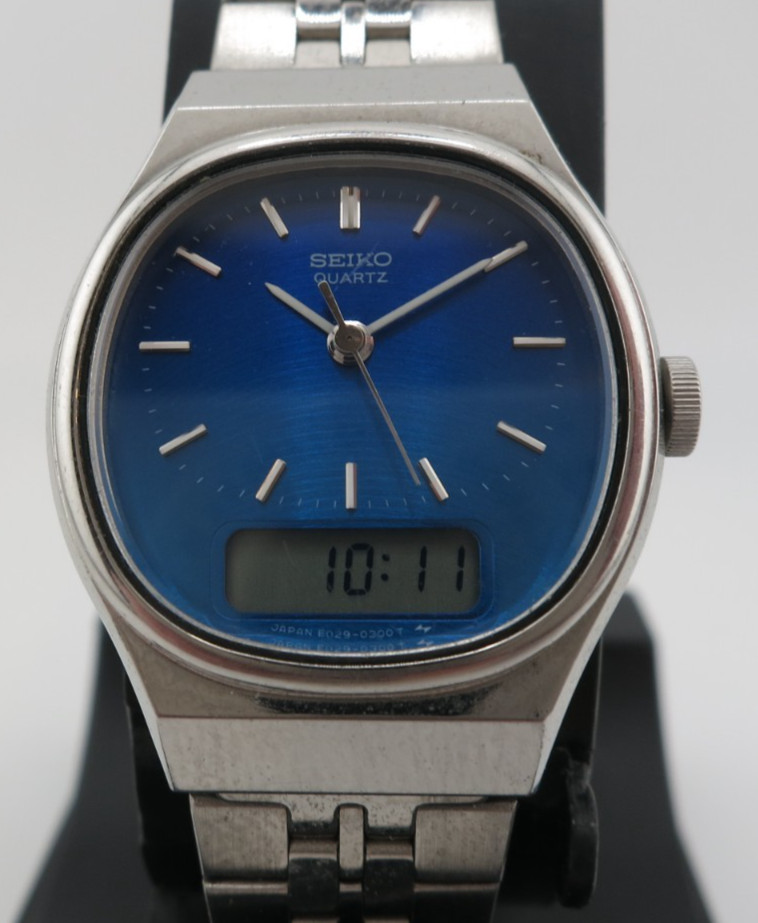 Vintage Seiko Hybrid Digi-Ana Blue Dial Women's Watch - E029-5128 - New Battery