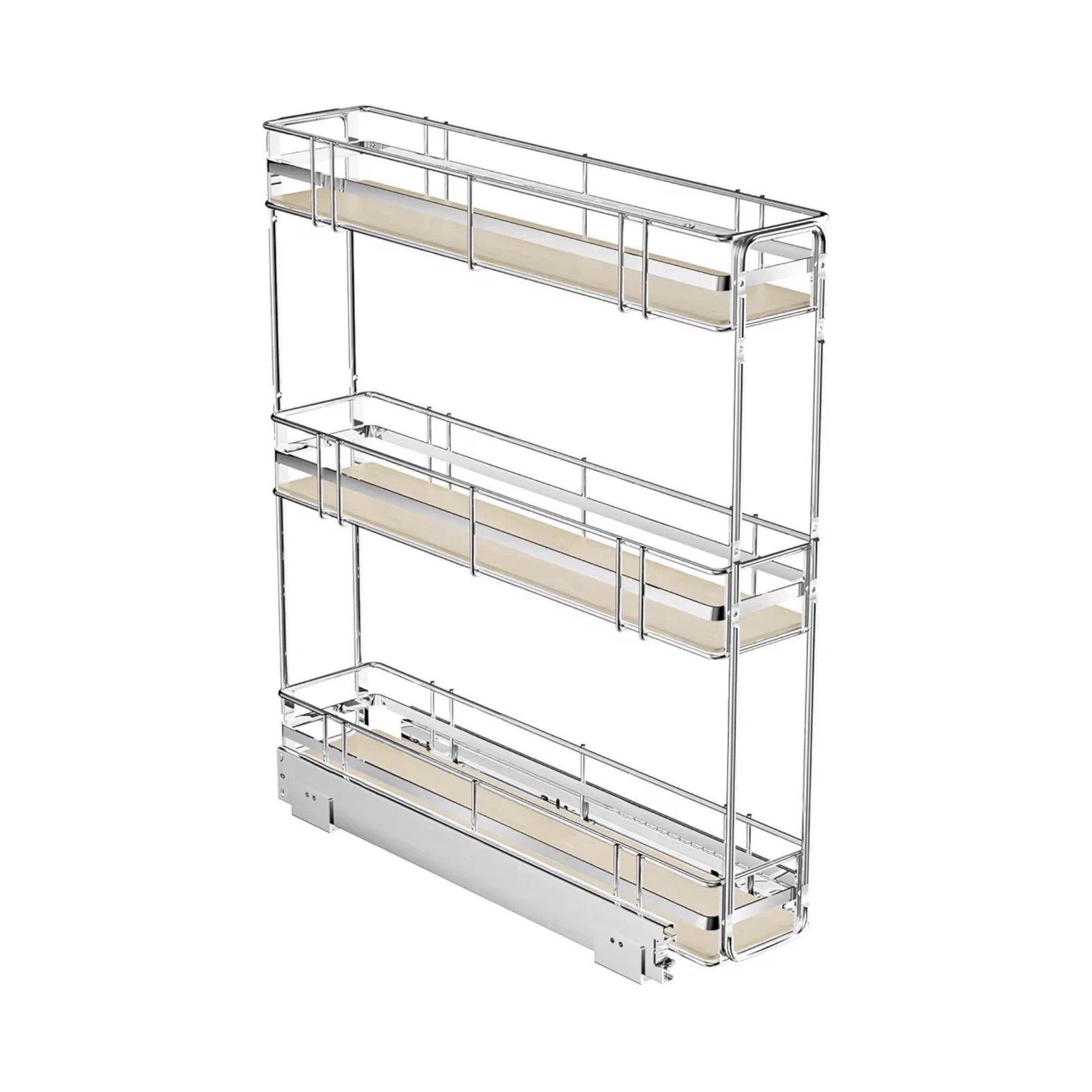 3-Tier Cabinet Mounted Pantry Organizer Rack, Adjustable Height, Steel & Birch,…