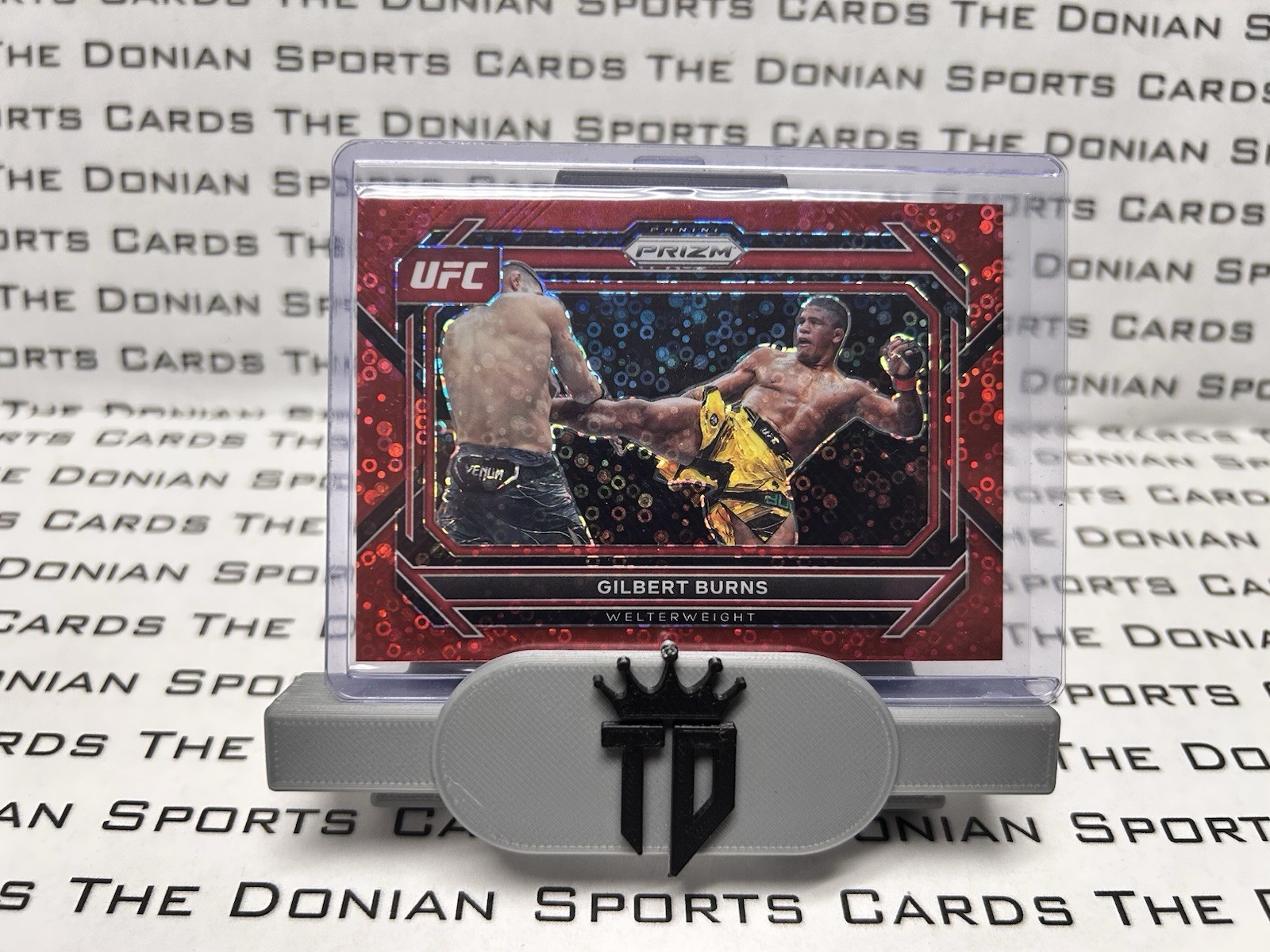 2023 Panini Prizm UFC Red Under Card Prizm Disco 66/99 Gilbert Burns #42
