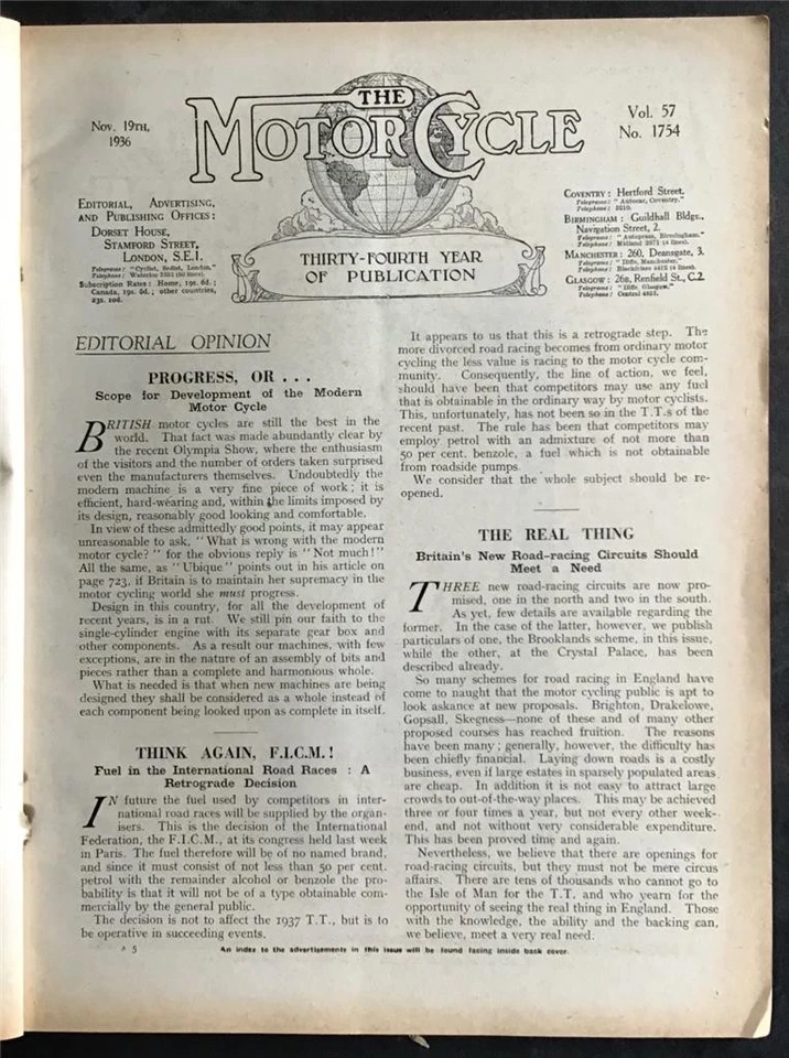 The MOTOR CYCLE Magazine 19 Nov 1936 #No.1754 Improved AJW Foxes - Image 2 of 4