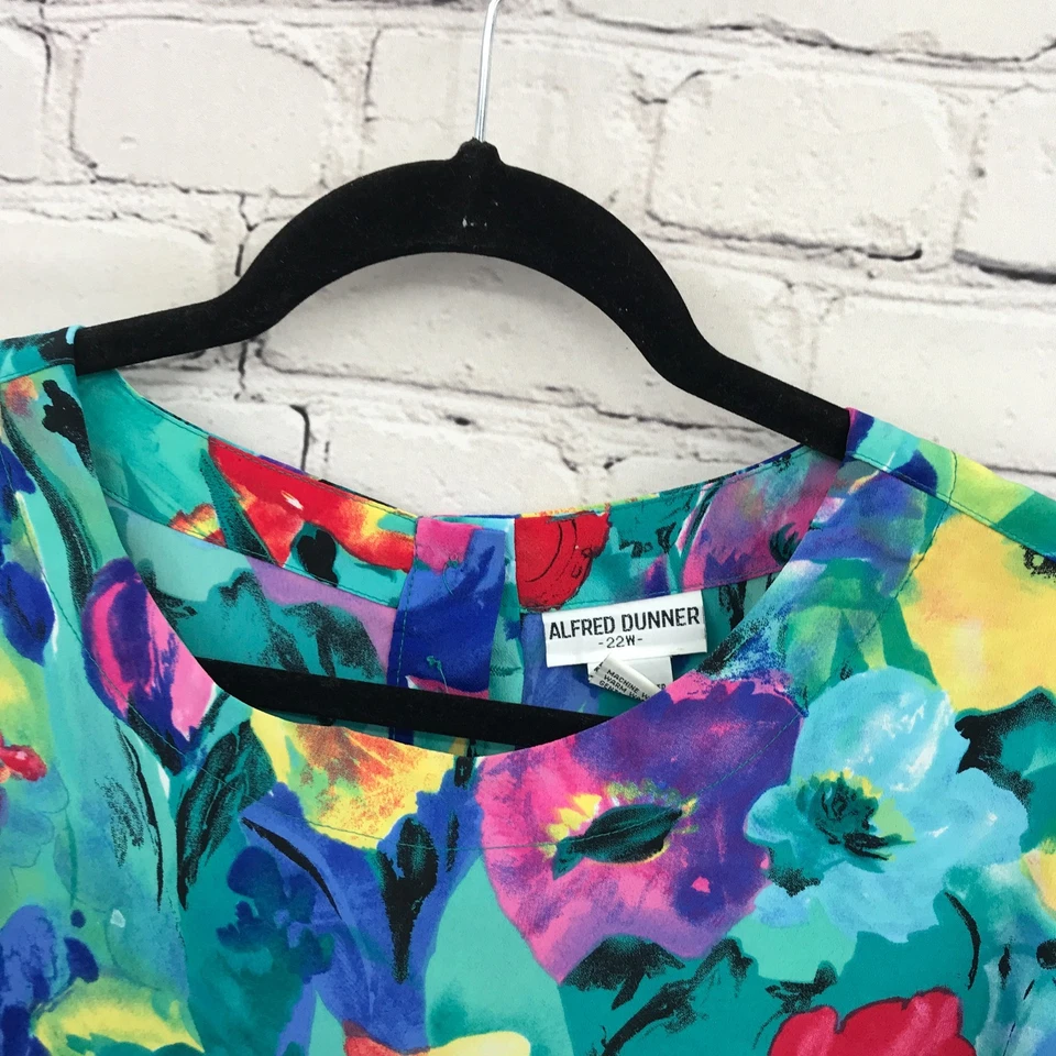 Alfred Dunner Top Mujer 2X Verde Floral Pullover Manga Corta Informal Foto 4 de 4