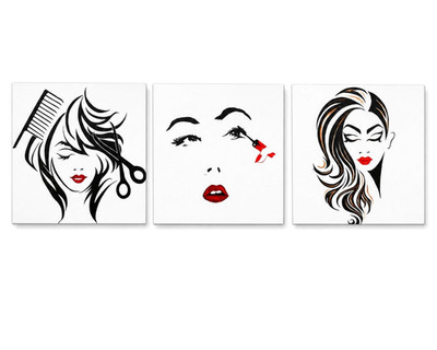 100% Hand Painted Beauty Salon Canvas Wall Art Makeup Hairdresser Decor