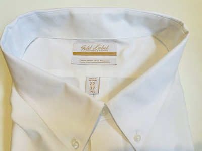 Gold Label Roundtree Yorke Big Tall Non-Iron Button-Down Collar Solid Dress Shirt, Mens, 22.0 x 37 Tall, White - Dillard's Exclusive