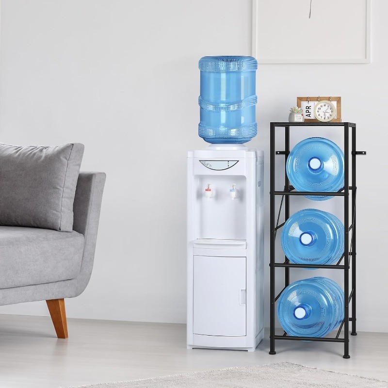 3 Tier Water Jug Holder with Shelf Water, 5 Gallon Water Bottle Holder w/Wheels