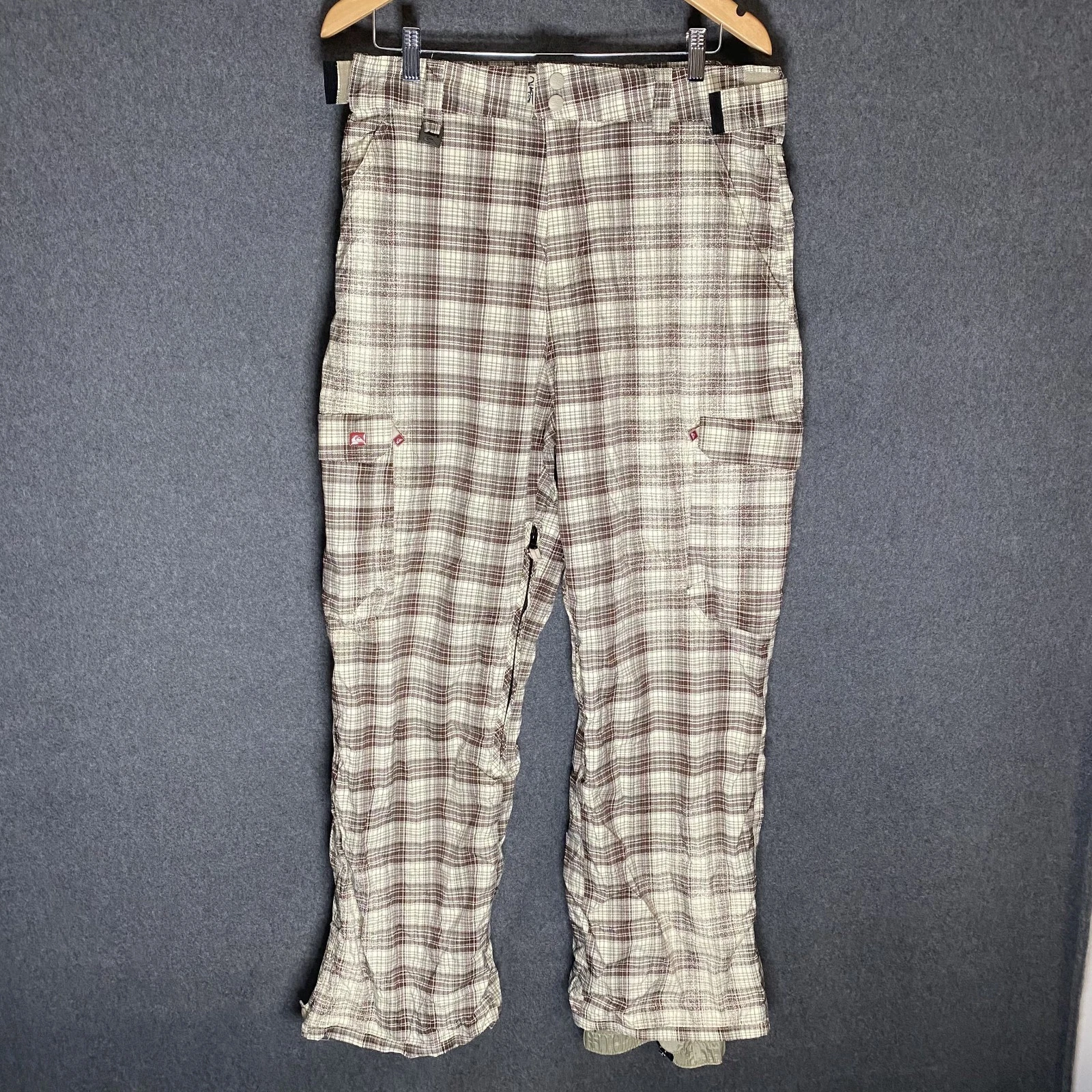 Vintage Quiksilver Snow Ski Pants Men's Size Large Plaid Waterproof Outdoor