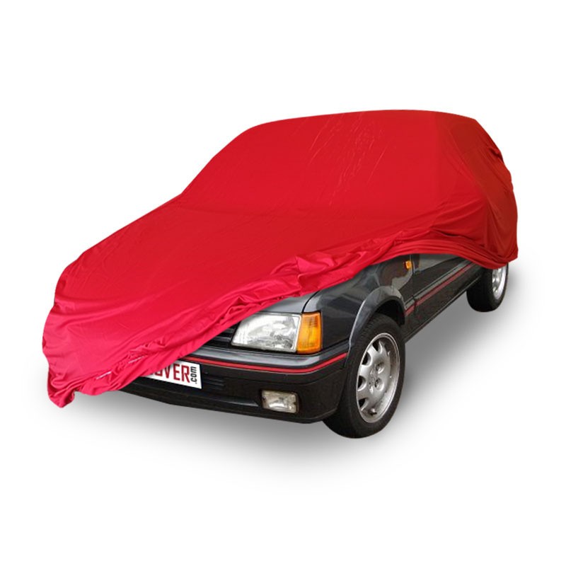 Housse de garage Coverlux+ rouge sur mesure pour Peugeot 205 vintage