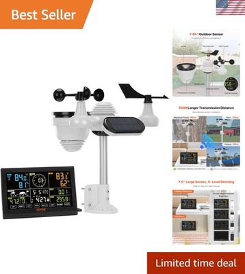 7-in-1 Wireless Weather Station, 7.5 in Color Display, Digital Weather Statio...