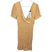 Urban Outfitters Lumiere Yellow Floral Smocked Mini Dress NWT (medium)