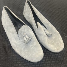Persona Mens EU 49 Gray Suede Tassel Loafers Slip On Dress Shoes