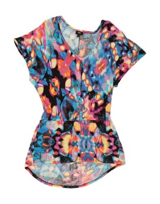 Mossimo Damen Tunika Kleid UK 16 Large Mehrfarbig Batik Viskose DJ88