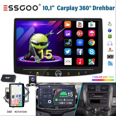 DAB+ 10.1'' Android 15 360° Drehbar Bildschirm Autoradio 4+64GB Carplay Navi RDS