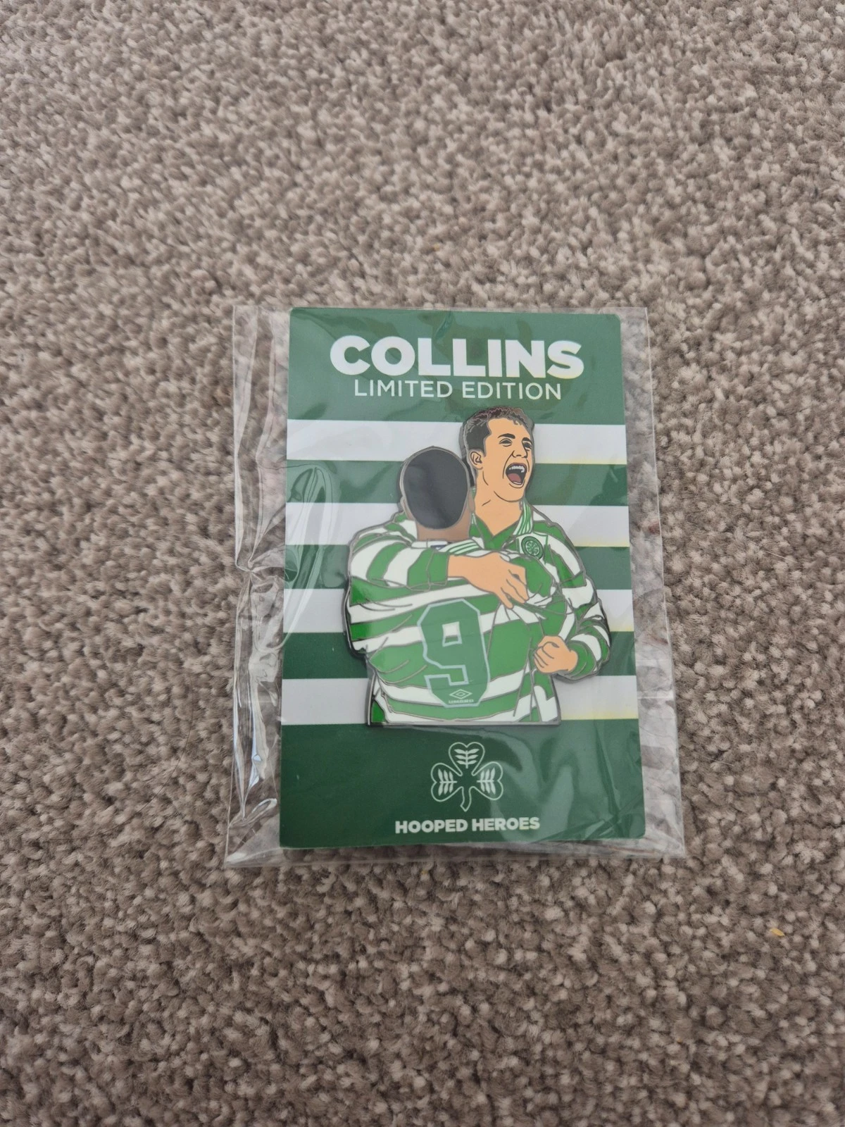 CELTIC FC HOIDY HOOPED HEROES JOHN COLLINS LIMITED EDITION ENAMEL PIN BADGE