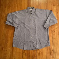 Forsyth of Canada Shirt Mens 17- 33 Blue Check Cotton Blend Button Up