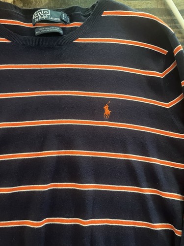 Ralph Lauren Men's Navy And Orange Light Sweater Size M - Picture 3 of 3