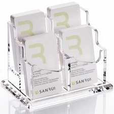SANRUI Clear Acrylic Business Card Holder 2Tier Vertical Cards Display with 4...