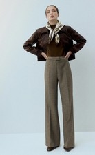 Mango Womens Houndstooth Wool Blend Trousers, Size US 2