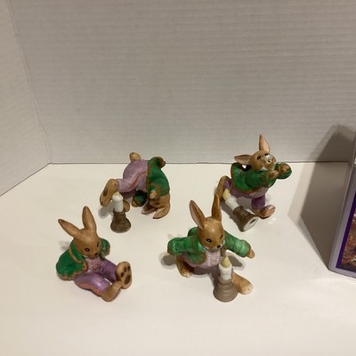 Mother Goose's Hand Painted Bisque Figurines Rabbits Bunny's 1986