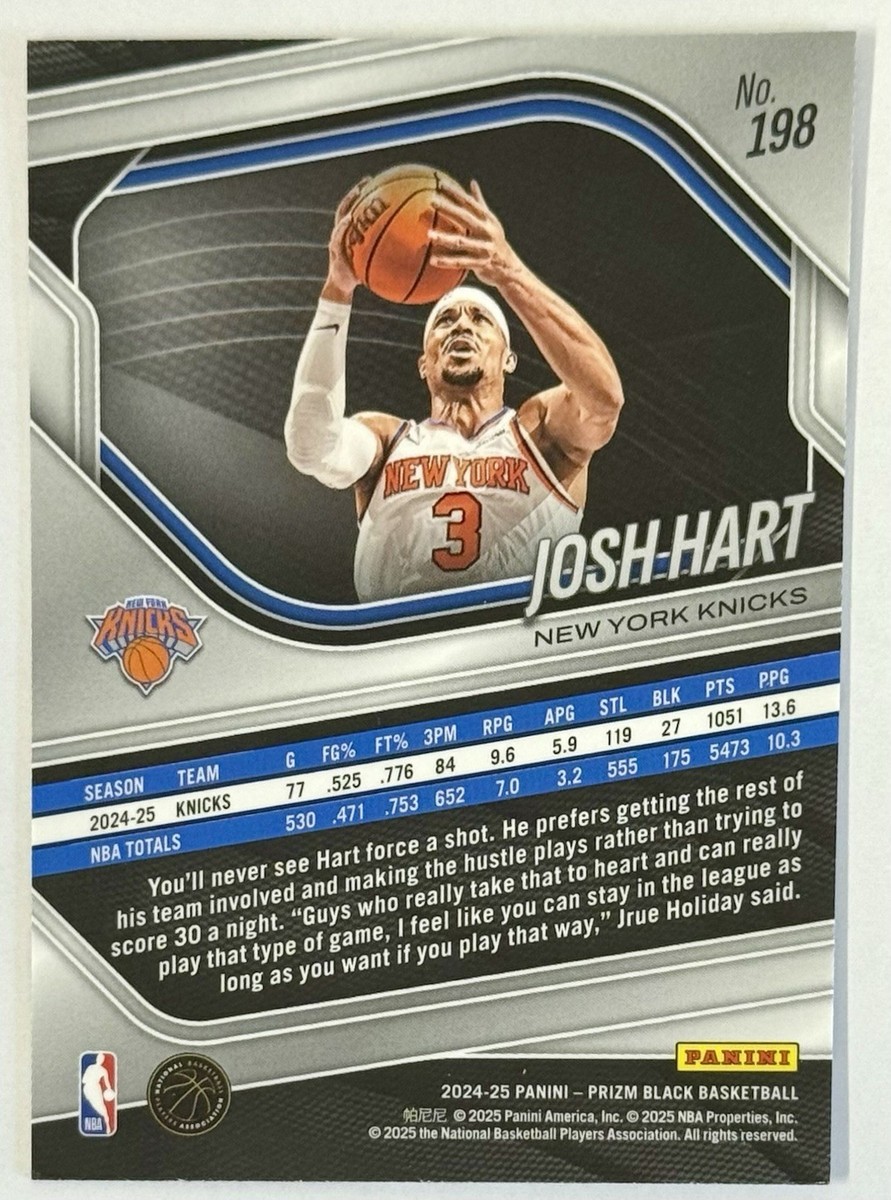 2024-25 Panini Prizm Black Basketball Josh Hart #198 | eBay