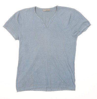Giordano Herren Pullover Pulli Blau V-Ausschnitt Baumwolle Größe L Kurzarm