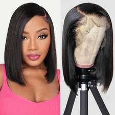 Short Bob Wig 13x4 HD Lace Front Wigs Human Hair Straight Wig for Black Women