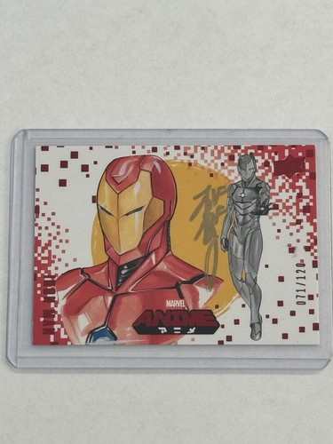 2020 Marvel Anime Red Foil Peach Momoko Artist /120 Iron Man #3 Auto