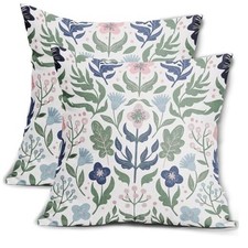 Blue Green Floral Pillow Covers 18x18 Set 18" x 18" Pack of 2 Blue Green Pink