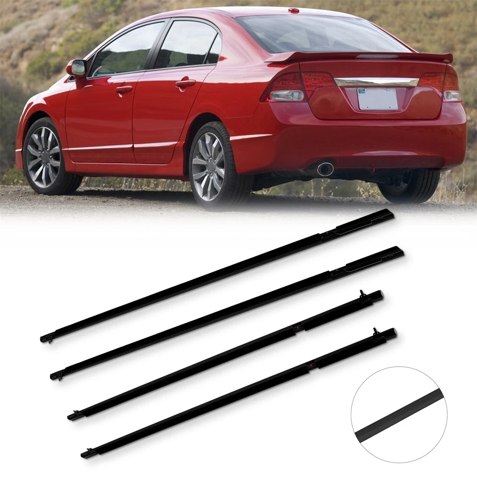 Moldura de cinturón de sellado de ventana de puerta delantera y trasera para Honda Civic Sedán 2006-2011 Foto 4 de 4