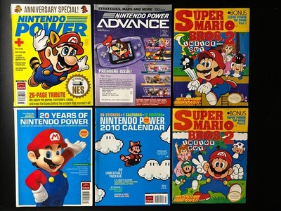VINTAGE Lot of 6 Nintendo Power Magazines Super Mario 2 3 4 Advance Stickers NES