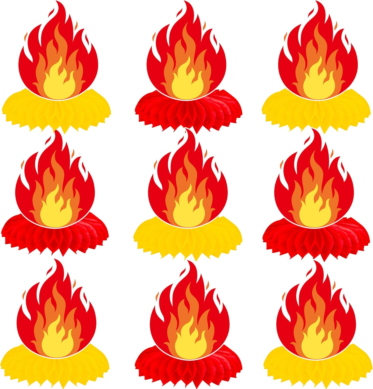 10 PCS Fire Flame Theme Honeycomb Centerpieces Firefighter Birthday Party