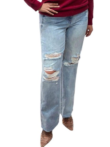 Judy Blue high waist rigid magic distressed jeans in Washed Blue