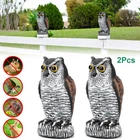 2PCS Owl Decoy Statue Protect Garden Scare Birds Away Pigeon Repellent Scarecrow