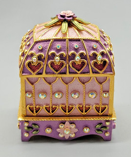 VINTAGE JOAN RIVERS JEWELRY TRINKET RING PRESENTATION BOX ENAMEL BIRDCAGE