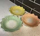 3 Vintage Fire King Anchor Hocking Lotus Leaf Pastel Vitrock 8” Plates