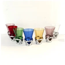 Vintage Farber Bros Krome Kraft Tumblers Glasses Cambridge Glass Highball Water