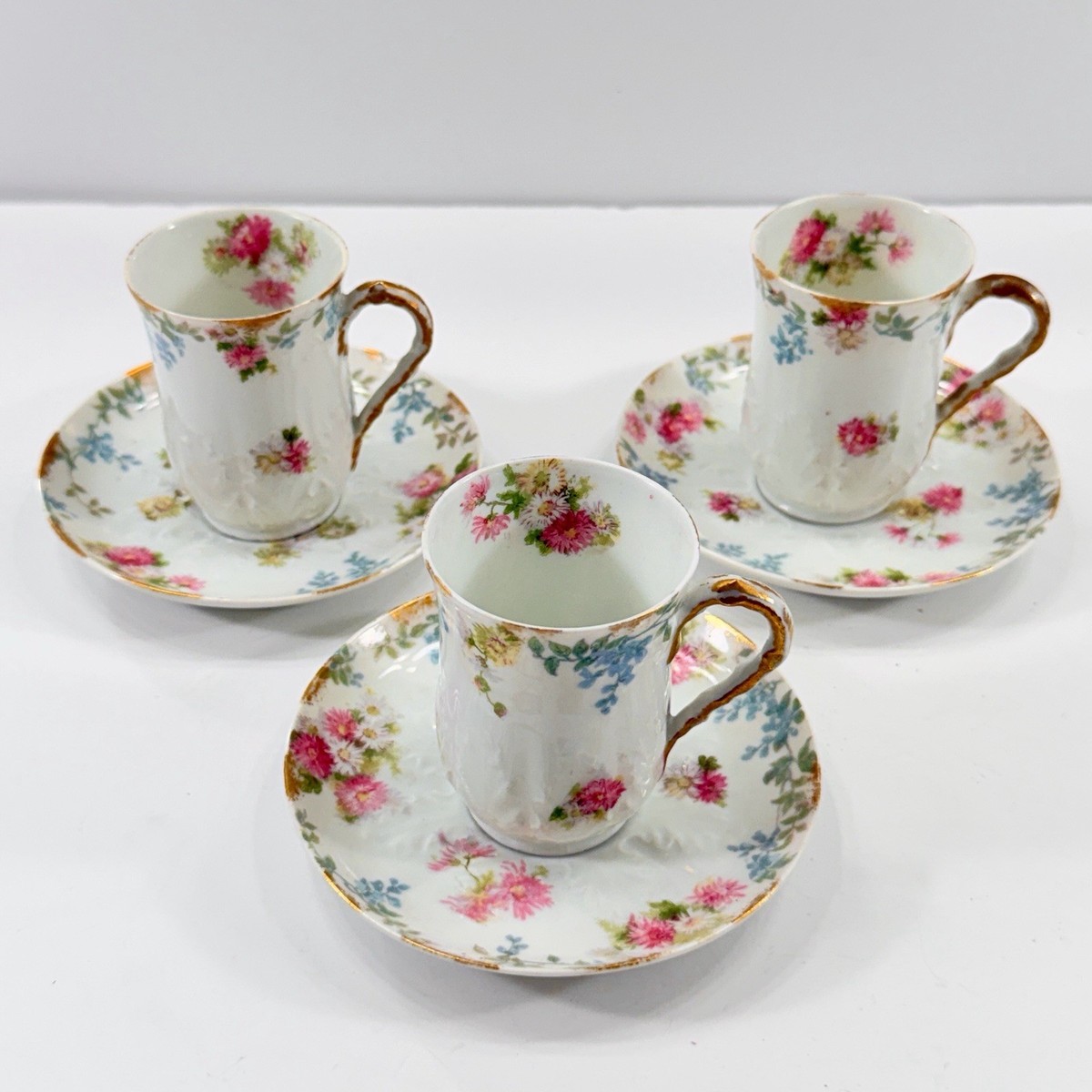 CH.FIELD HAVILAND 3点SET CH Field Haviland Limoges Porcelain Demitasse Cups & Saucers, 3