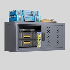 Gray Metal Wall-Mounted Garage Cabinet - 11.81"H Floating Storage