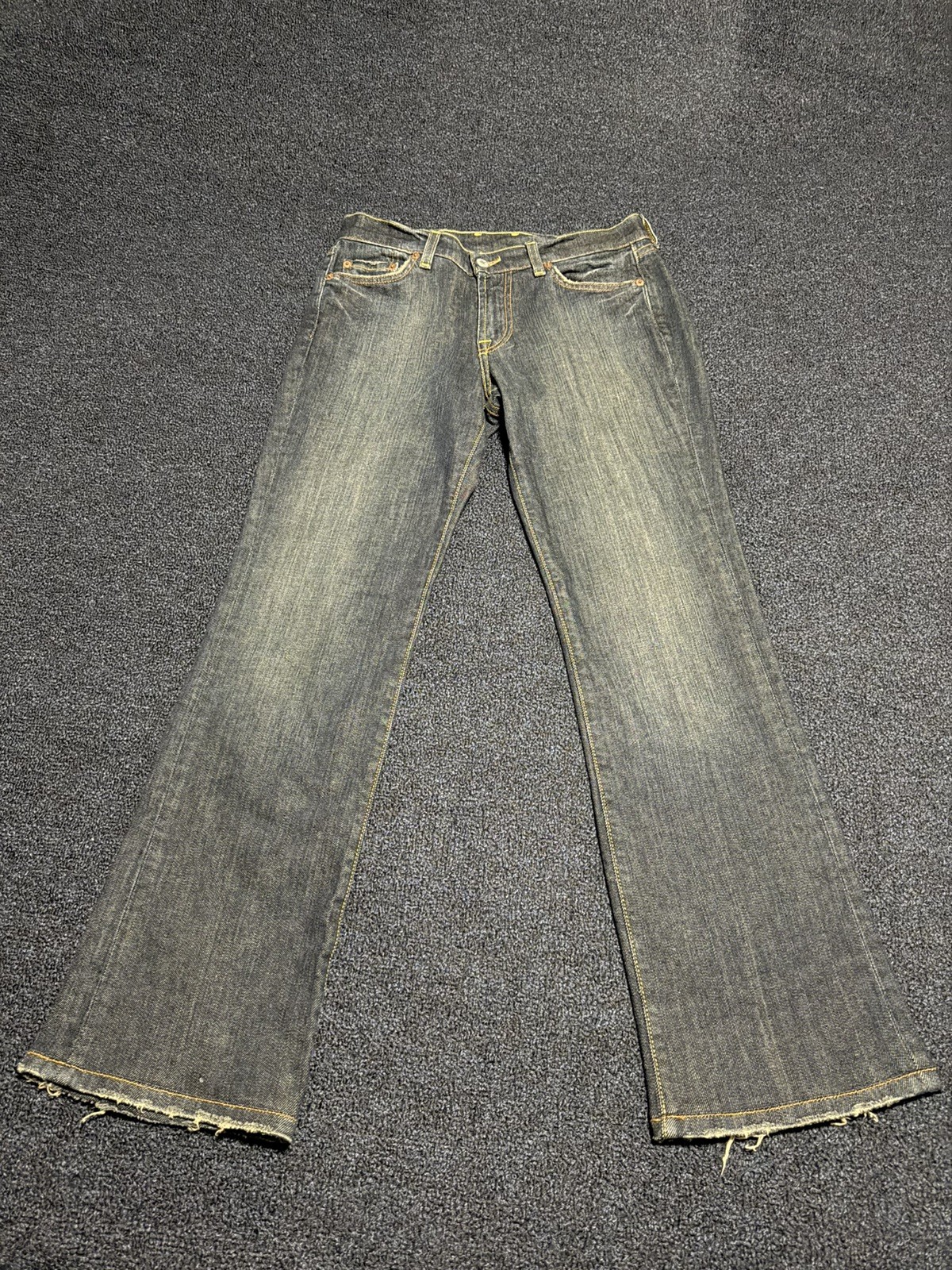 Womens Blue Sweet Boot Cut Mid Rise Stretch Denim Zip Fly