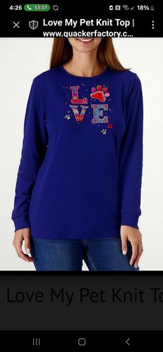 Quacker Factory Love My Pet Stricktop marineblau Größe 1X BRANDNEU! - Bild 3 von 11