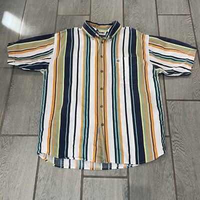 Vintage GITANO Mens Shirt SMALL Striped Button Up Short Sleeve Casual
