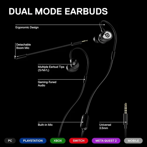 Versatile Tusq Mobile Gaming Earphones with Detachable Mic - Comfortable Fit - Picture 5 of 7
