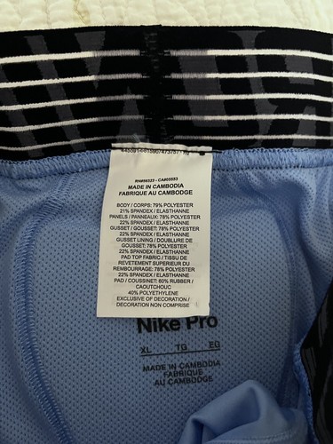 Nike Pro Hyperstrong Blue Basketball Pants Padded Men’s Size XL Compression NBA - Picture 6 of 6