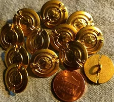 12 New Gold Tone Metal Shank Buttons 11/16" 18mm # 4853